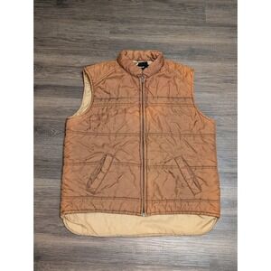 Sears Puffer Vest Brown‎ Quilted Zip Front Collared Outdoor Size L